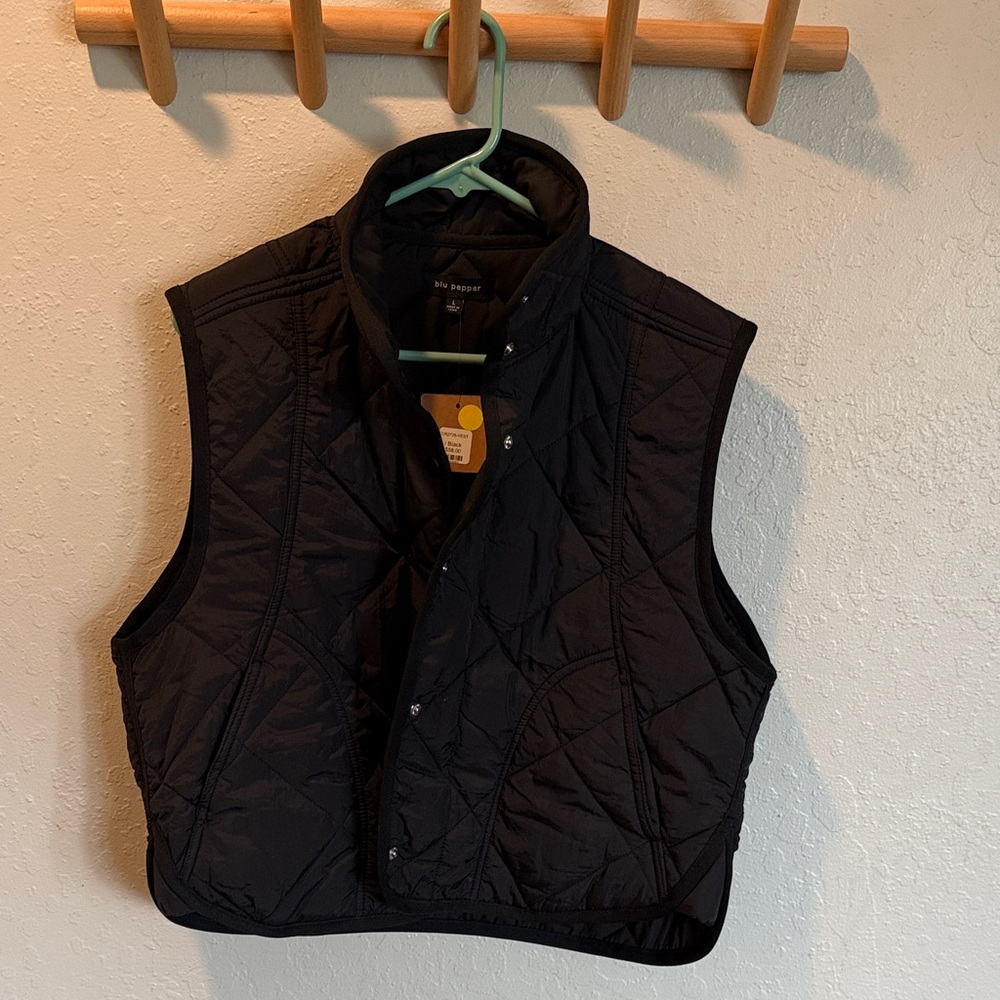Blu Pepper Quilted Black Vest
